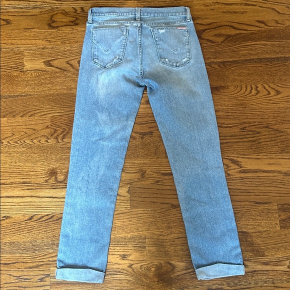 Hudson Krista Straight Cropped Blue Distressed Roll Cuff size 28 - Picture 3 of 10